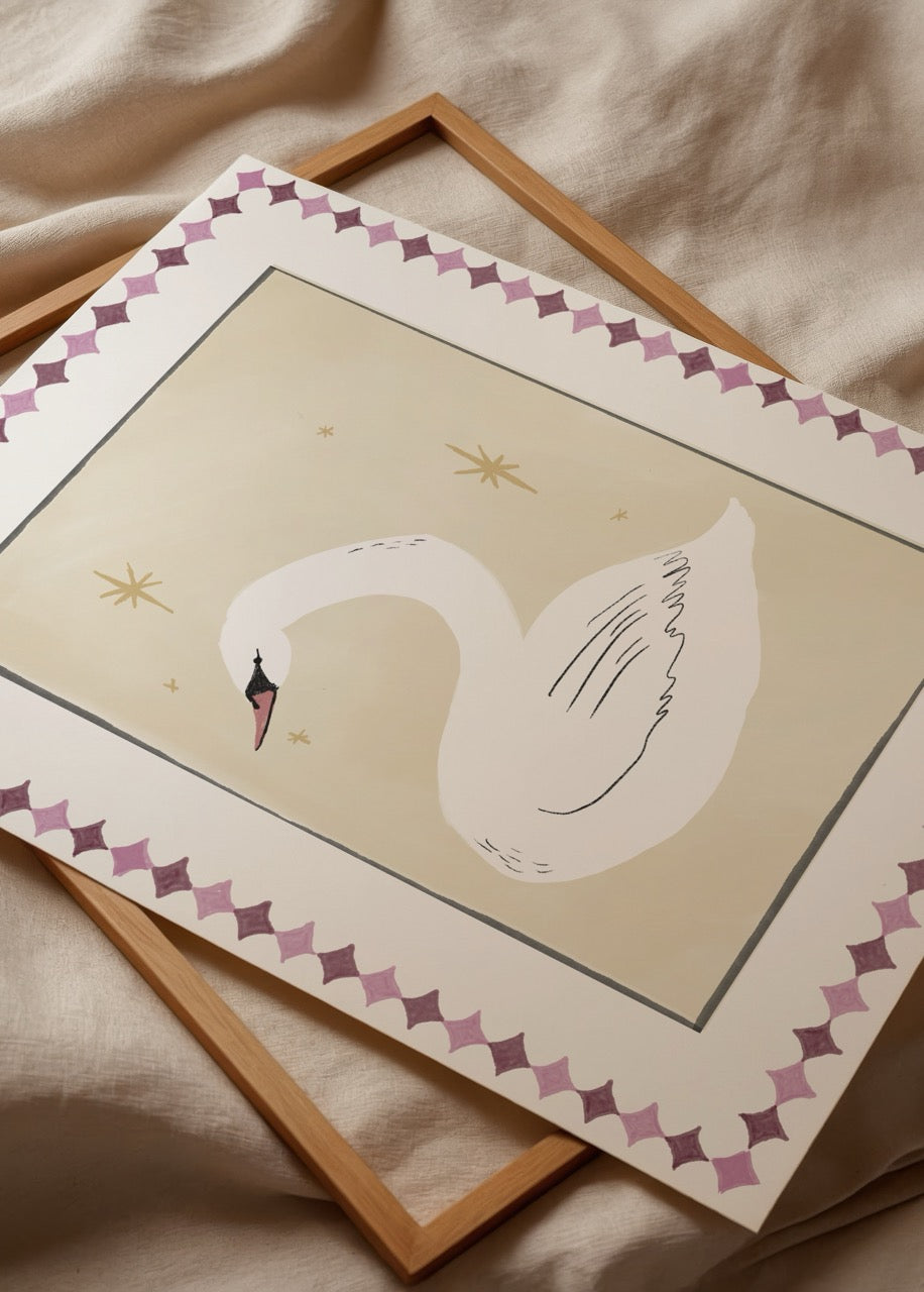 Nazlı Tarcan Romantik Kuğu illüstrasyon poster baskı