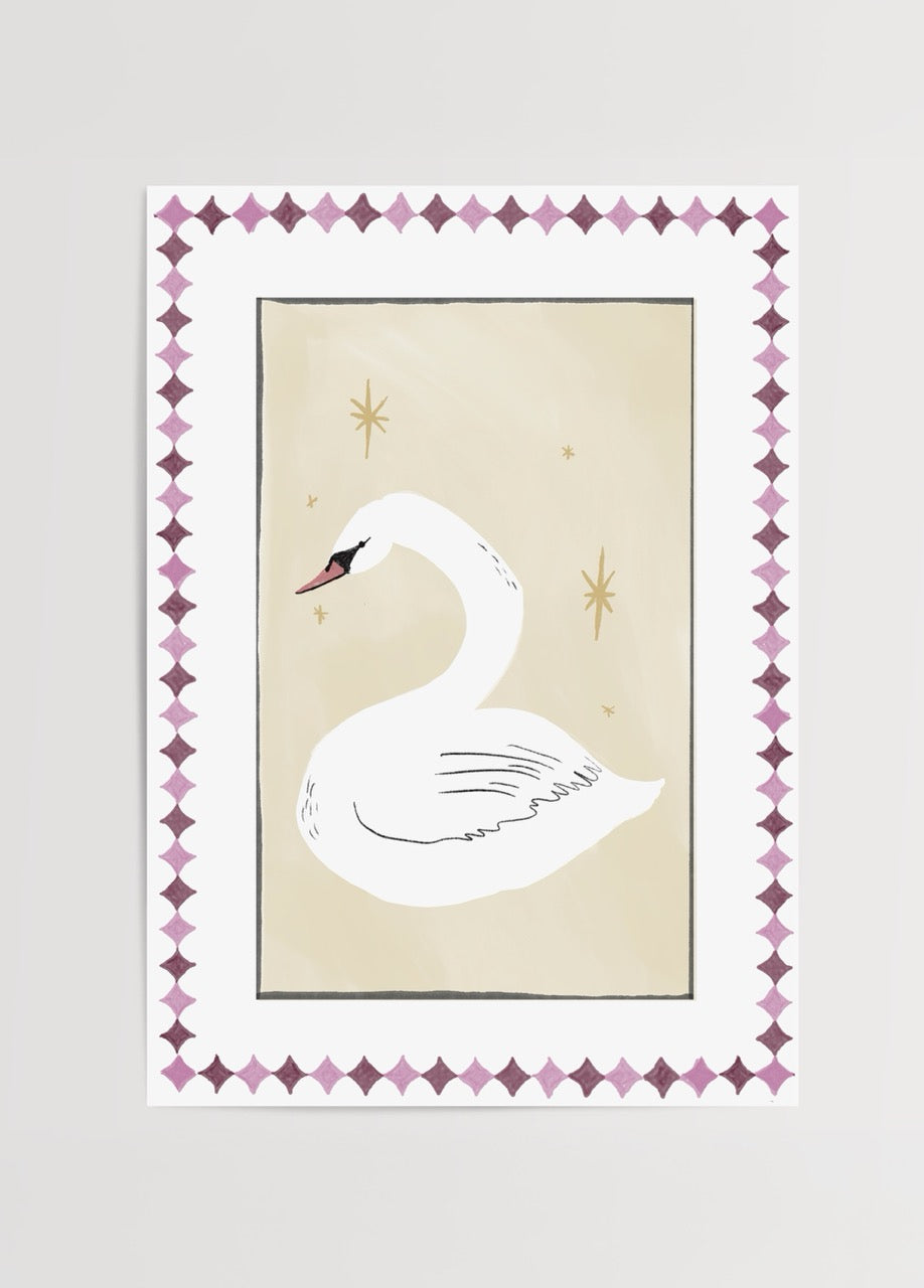 Nazlı Tarcan Romantik Kuğu illüstrasyon poster baskı