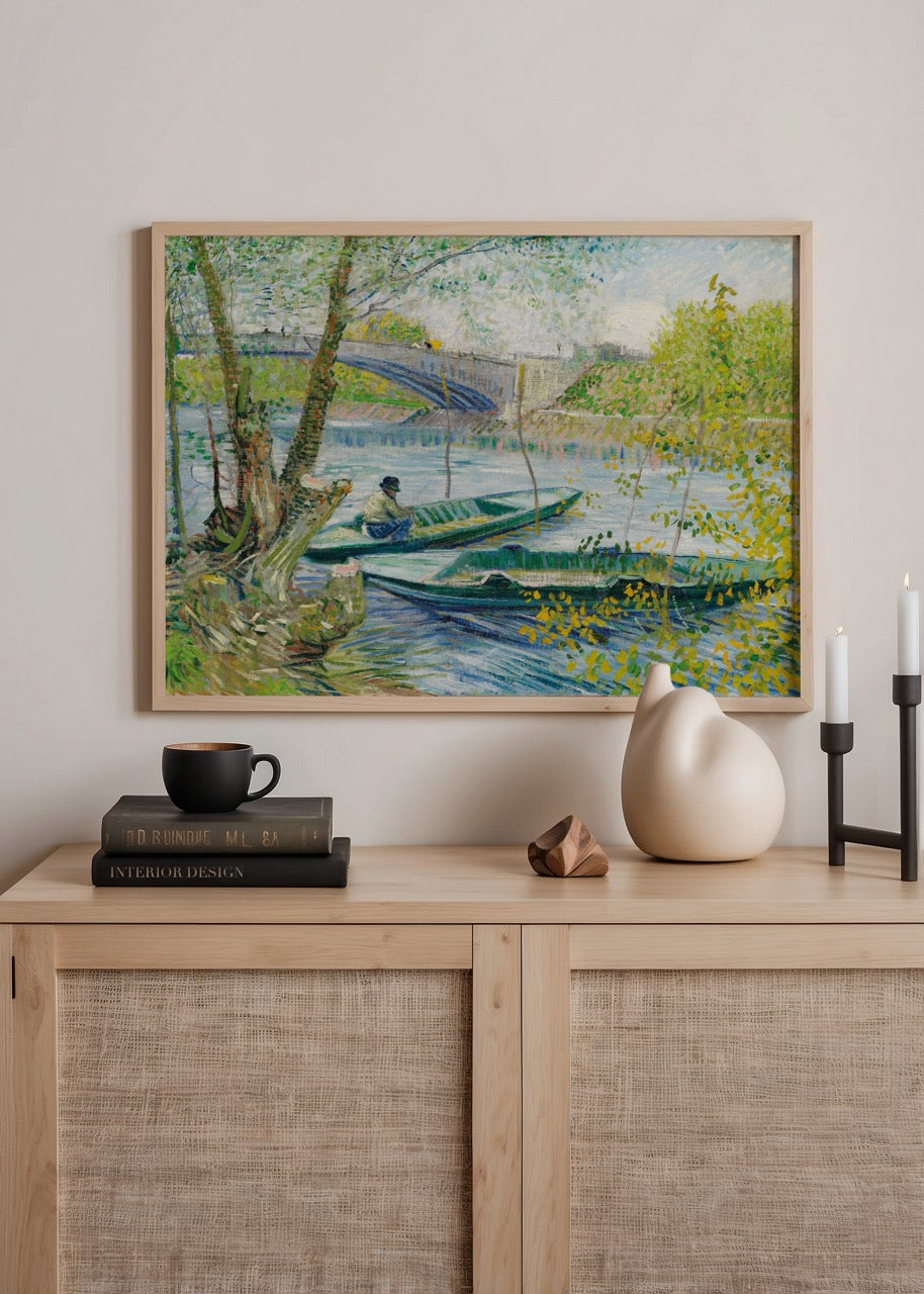 Van Gogh’un Seine Nehri üzerindeki kayıkları betimlediği tablo posteri