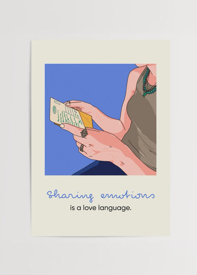 Sharing Emotions Is a Love Language Poster Baskı