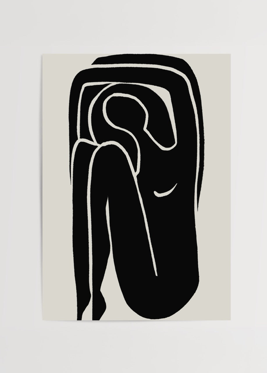 Soyut figüratif bir siluetle tasarlanmış modern ve minimal duvar posteri