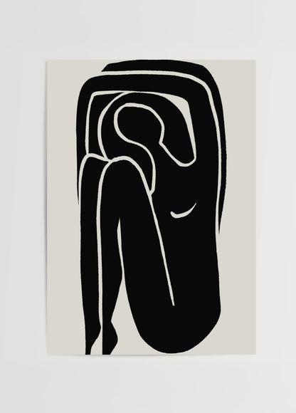Soyut figüratif bir siluetle tasarlanmış modern ve minimal duvar posteri