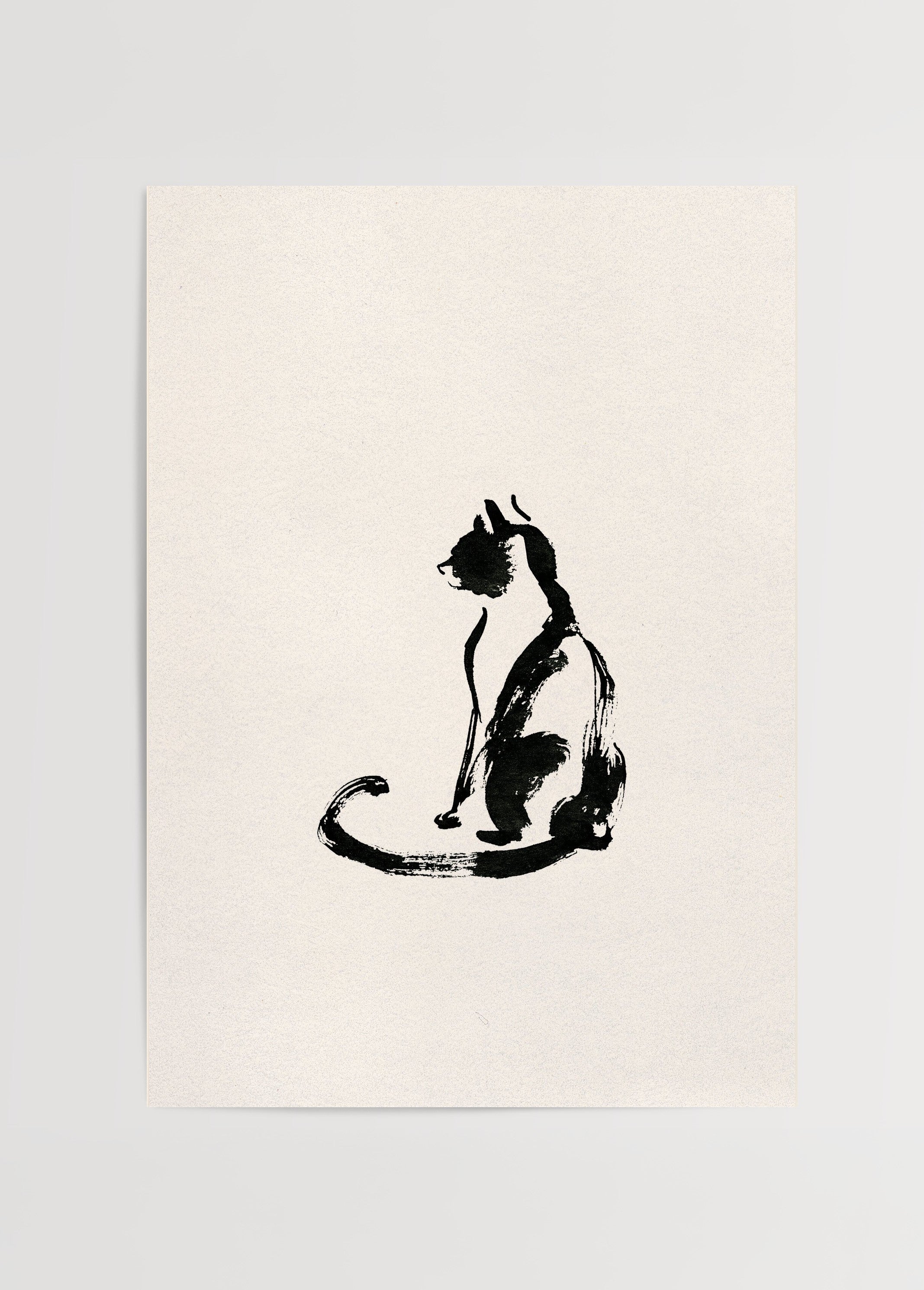 Siyah Mürekkep Kedi poster baskı mockup 1