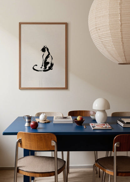 Siyah Mürekkep Kedi poster baskı mockup 4
