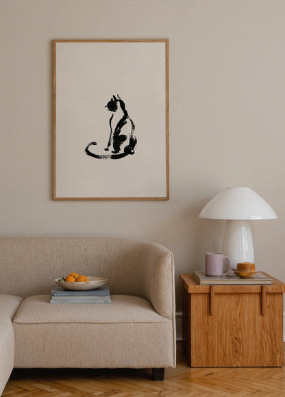 Siyah Mürekkep Kedi poster baskı mockup 3