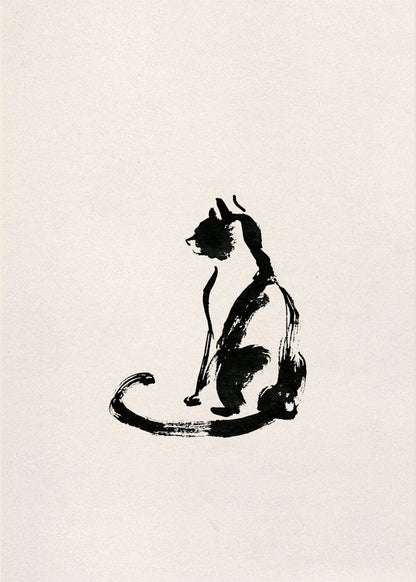 Siyah Mürekkep Kedi İllustrasyon Poster