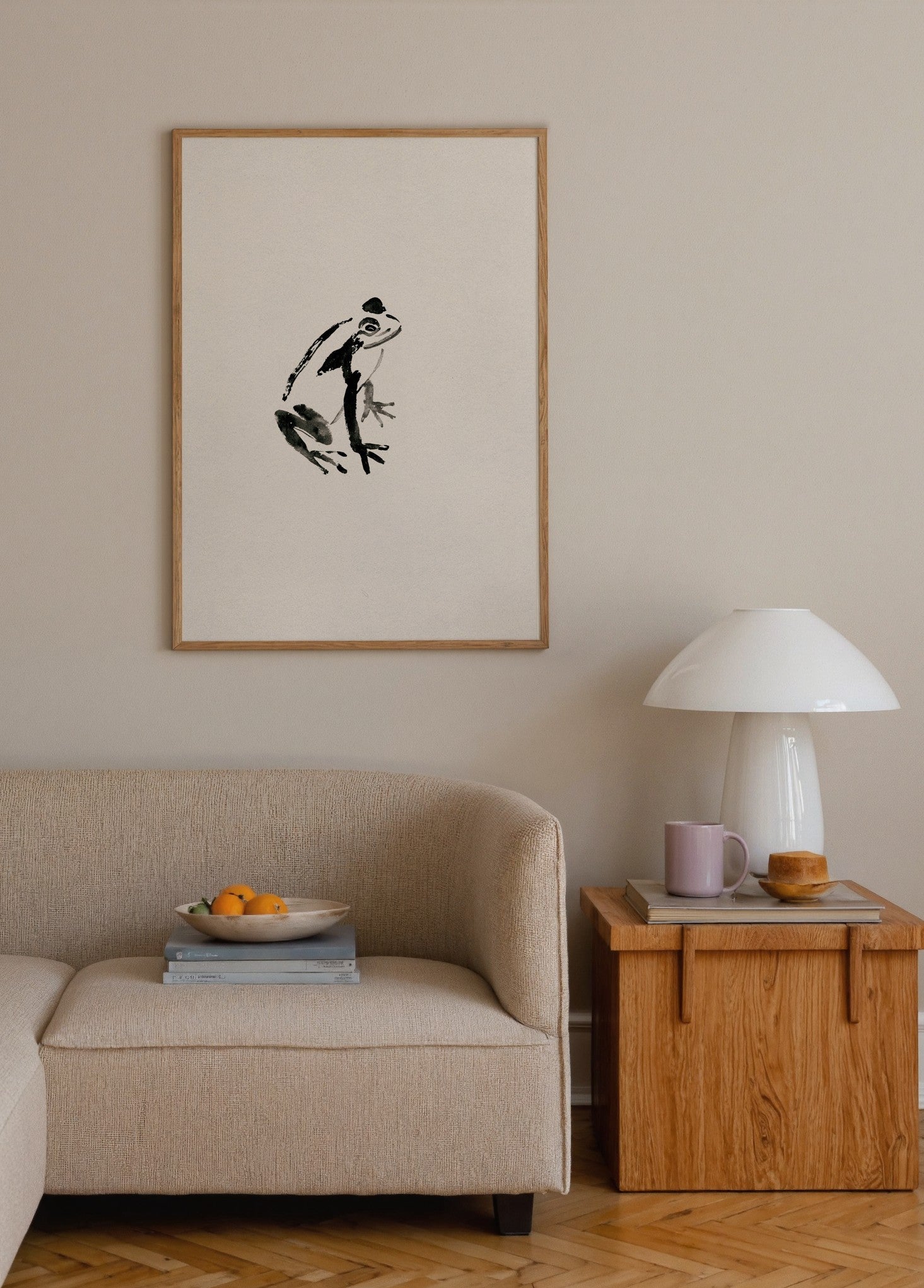 Siyah Mürekkep Kurbağa poster baskı mockup 3