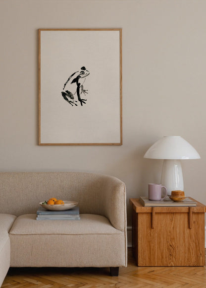 Siyah Mürekkep Kurbağa poster baskı mockup 3