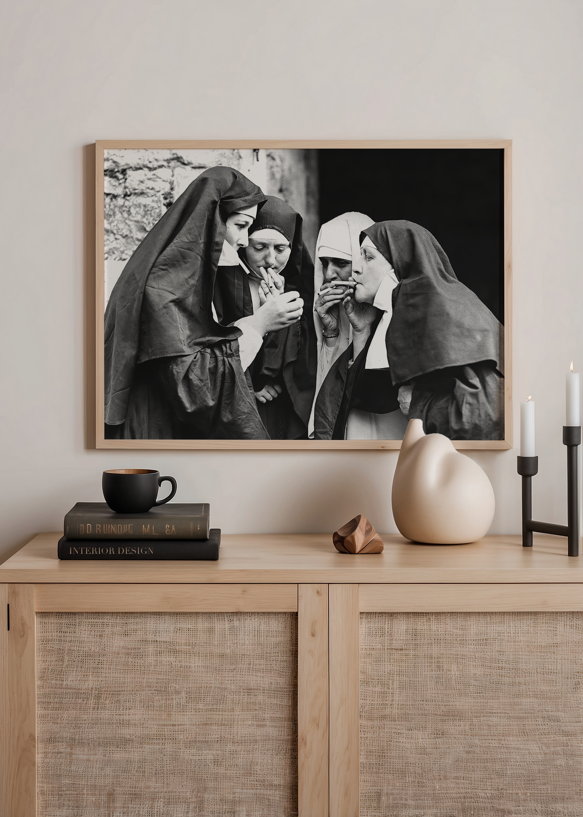 Smoking Nuns Vintage Fotoğraf Poster Baskı