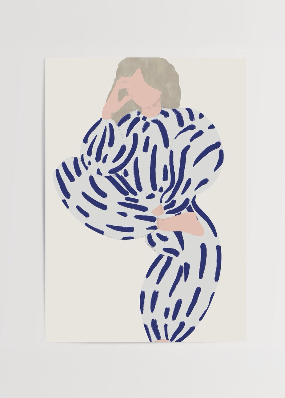 Soyut çizgilerle minimalist tarzda tasarlanmış kadın figürü posteri
