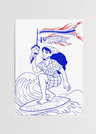 Surfing Girl Poster Baskı