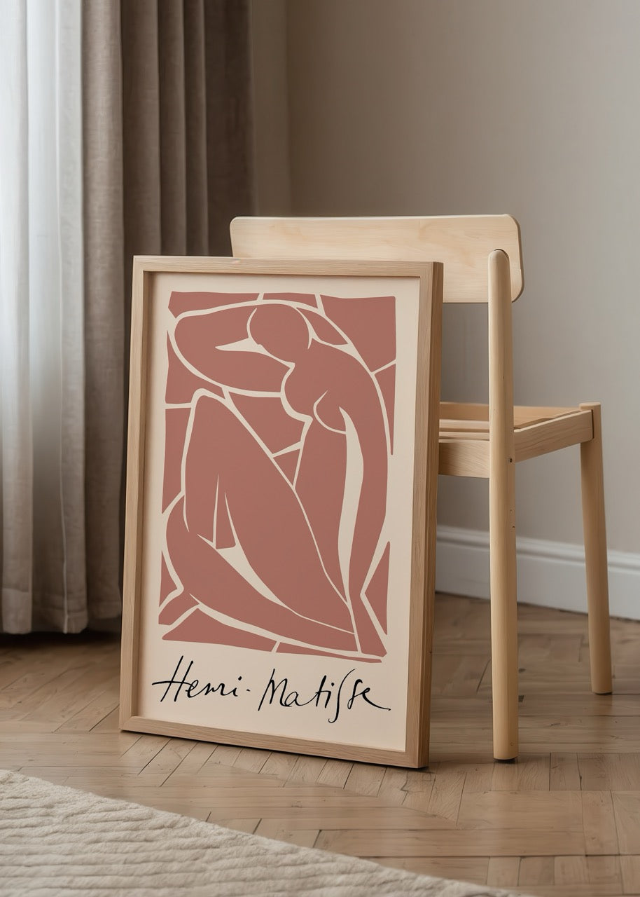 Terracotta tonlarında Matisse tarzı soyut kadın figürlü poster baskı
