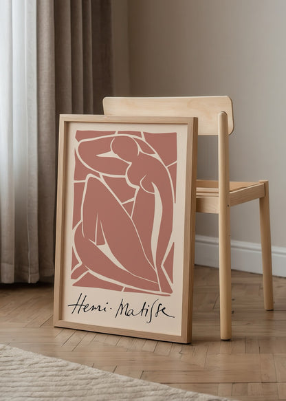 Terracotta tonlarında Matisse tarzı soyut kadın figürlü poster baskı