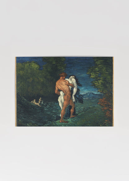 Gece mavisi tonlardaki bir bahçede yer alan figürleri betimleyen klasik figüratif sanat posteri.