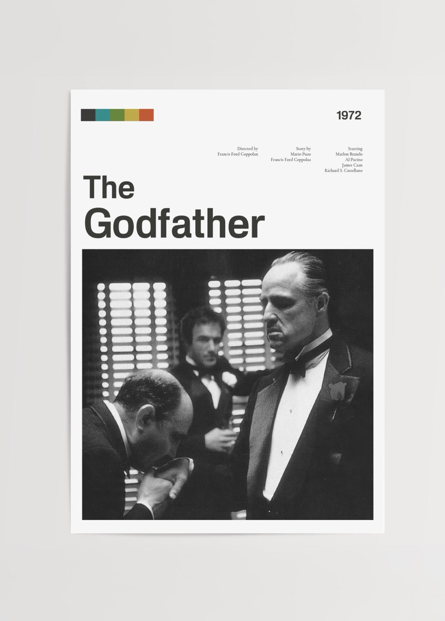 The Godfather filminden Marlon Brando sahnesi siyah beyaz poster baskı