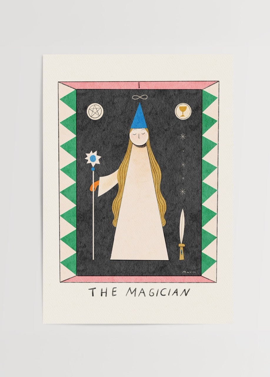 The Magician tarot posteri, Mavisu Demirağ illüstrasyonu

