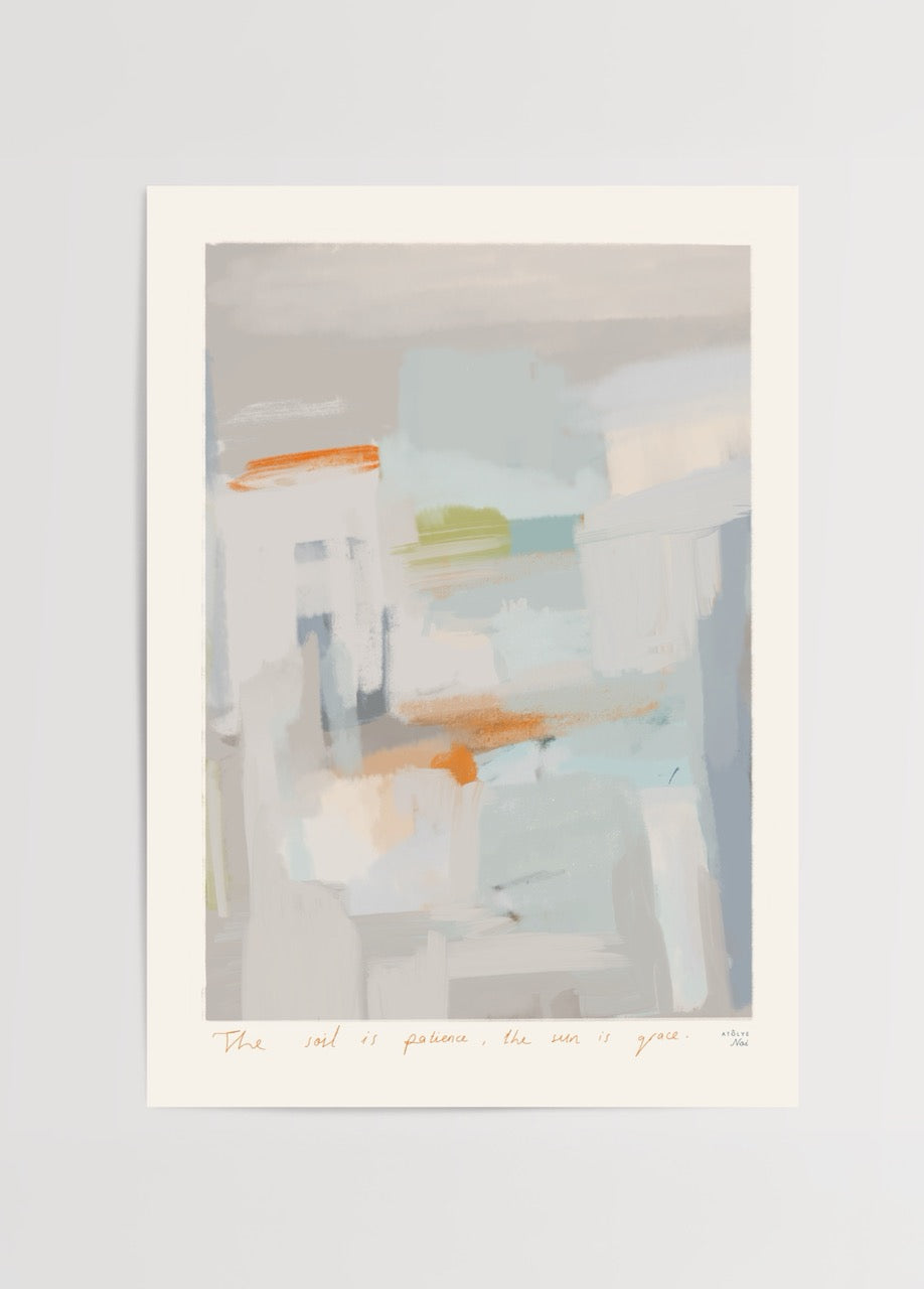 Atölye Noi The Soil posteri – pastel tonlarda soyut duvar dekorasyonu
