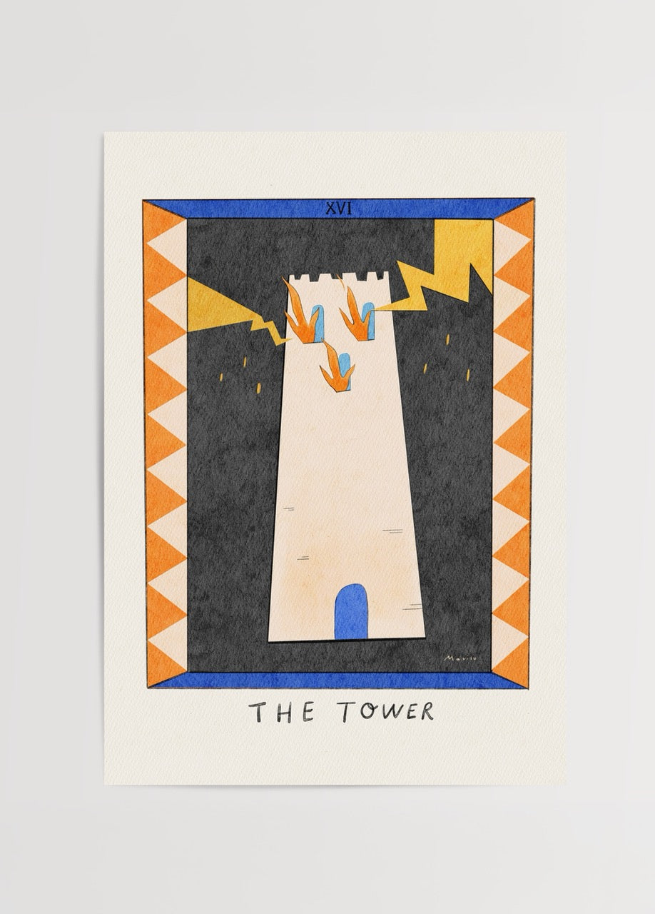 Mavisu Demirağ The Tower tarot posteri illüstrasyonu