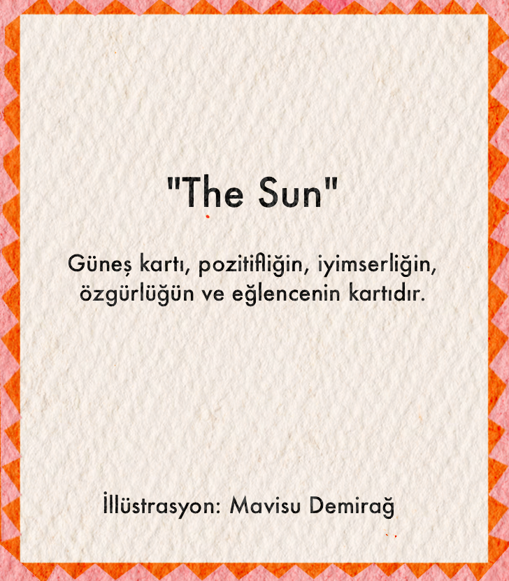 Mavisu Demirağ imzalı The Sun posteri, tarotun Güneş kartından ilham alan sarı, yeşil ve mavi tonlarda pozitif enerji temalı sanat baskısı.
