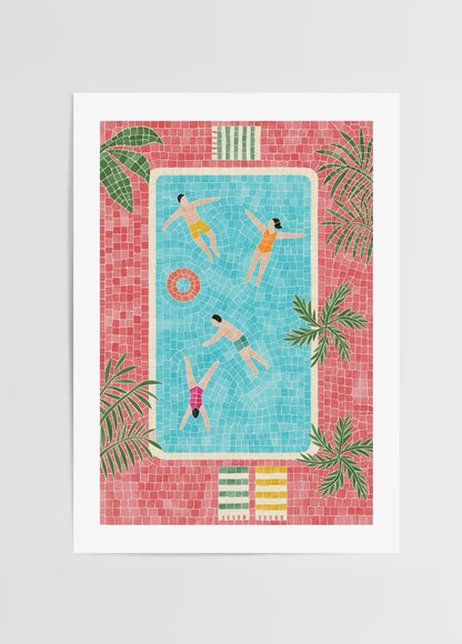 Thola Studio’nun “Pool” adlı, mozaik desenli havuz sahnesini betimleyen modern yaz temalı poster baskısı.