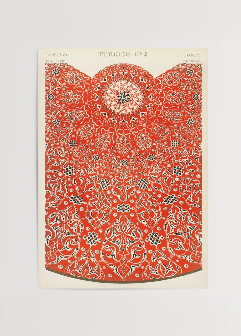 turk motif desen kirmizi oriental pattern dekoratif duvar posteri