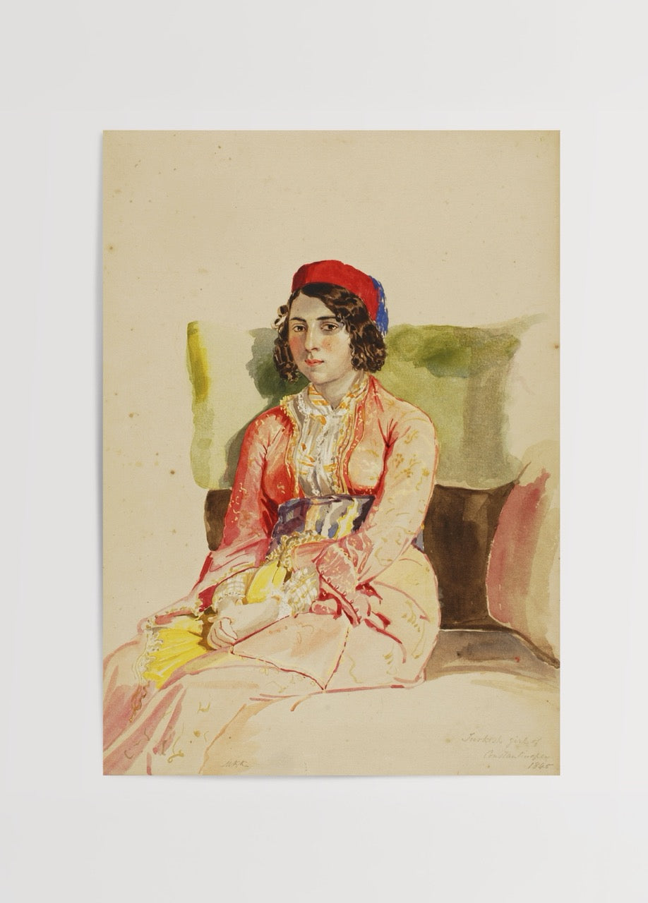osmanli donemi kadin portresi istanbul vintage sanat poster