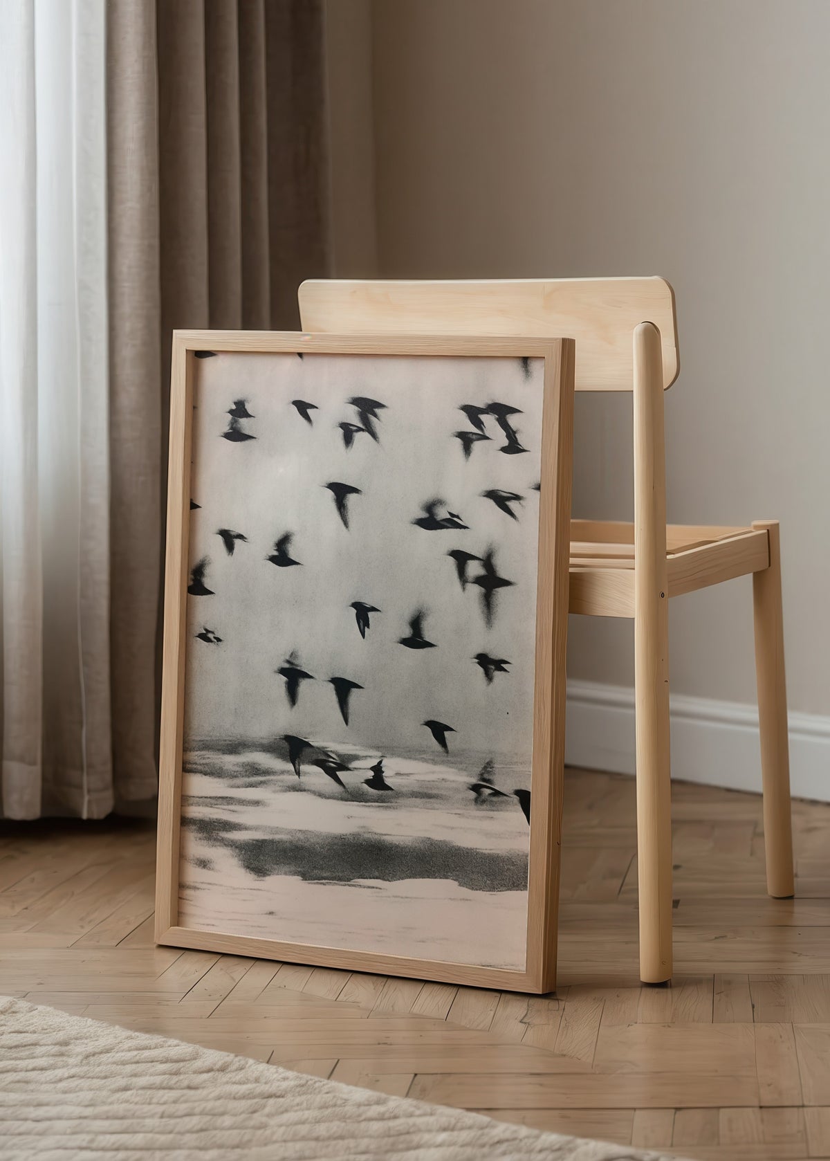 01 Flock in Passage, THE SHAPE OF PASSING koleksiyonu Poster poster baskı mockup 4