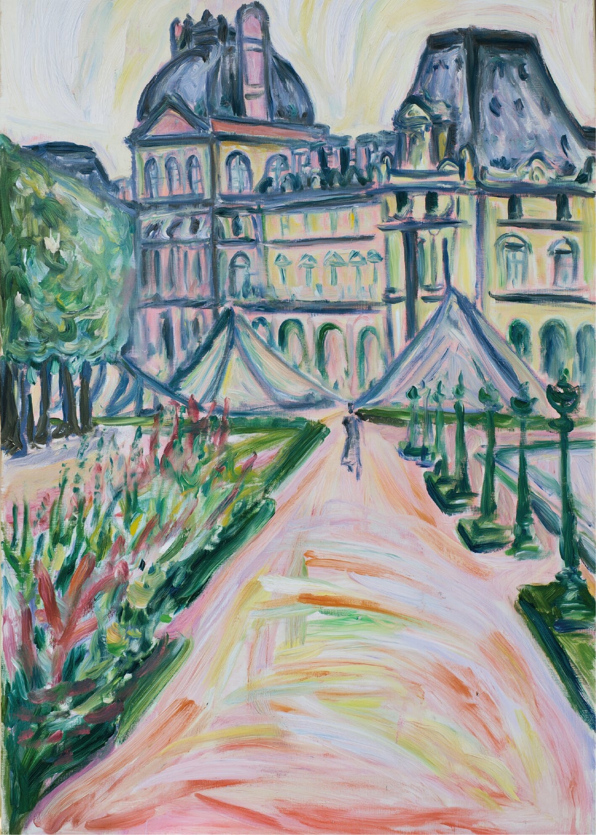 Ulaş Barış Koşar'ın Louvre Bahçesi tablosu. Renkli doğa manzarası. poster baskı