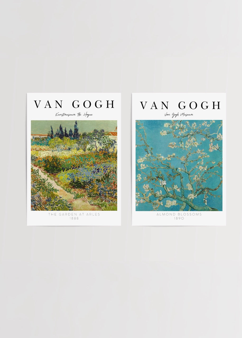 Van Gogh ikili poster seti – The Garden at Arles ve Almond Blossoms sanat posteri