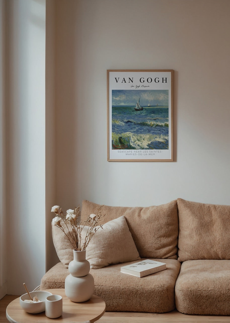 Van Gogh’un deniz manzaralı tablosundan ilhamla tasarlanmış poster baskı