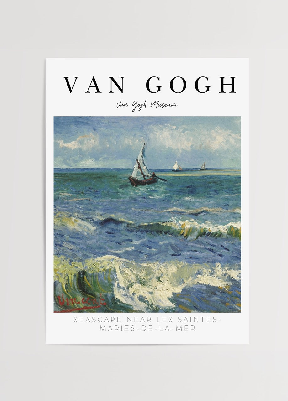Van Gogh’un deniz manzaralı tablosundan ilhamla tasarlanmış poster baskı