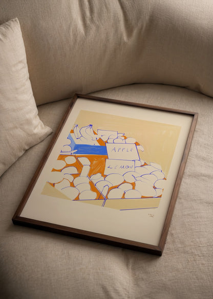 Atölye Noi imzalı Veggie posteri, meyve ve sebze tezgâhı çizimiyle renkli ve modern duvar dekoru için sanat baskısı.