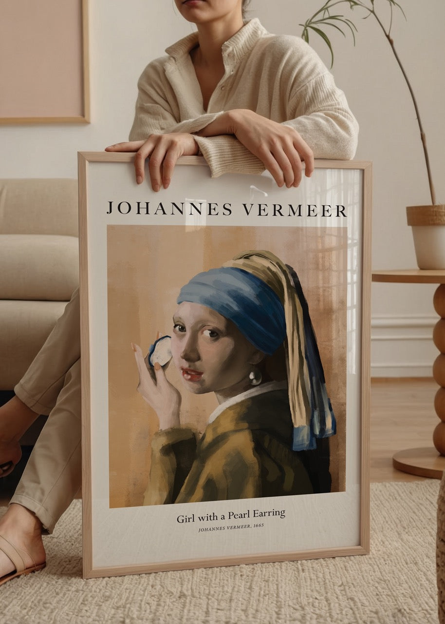 Johannes Vermeer’in “İnci Küpeli Kız” tablosunun modern sanat posteri versiyonu