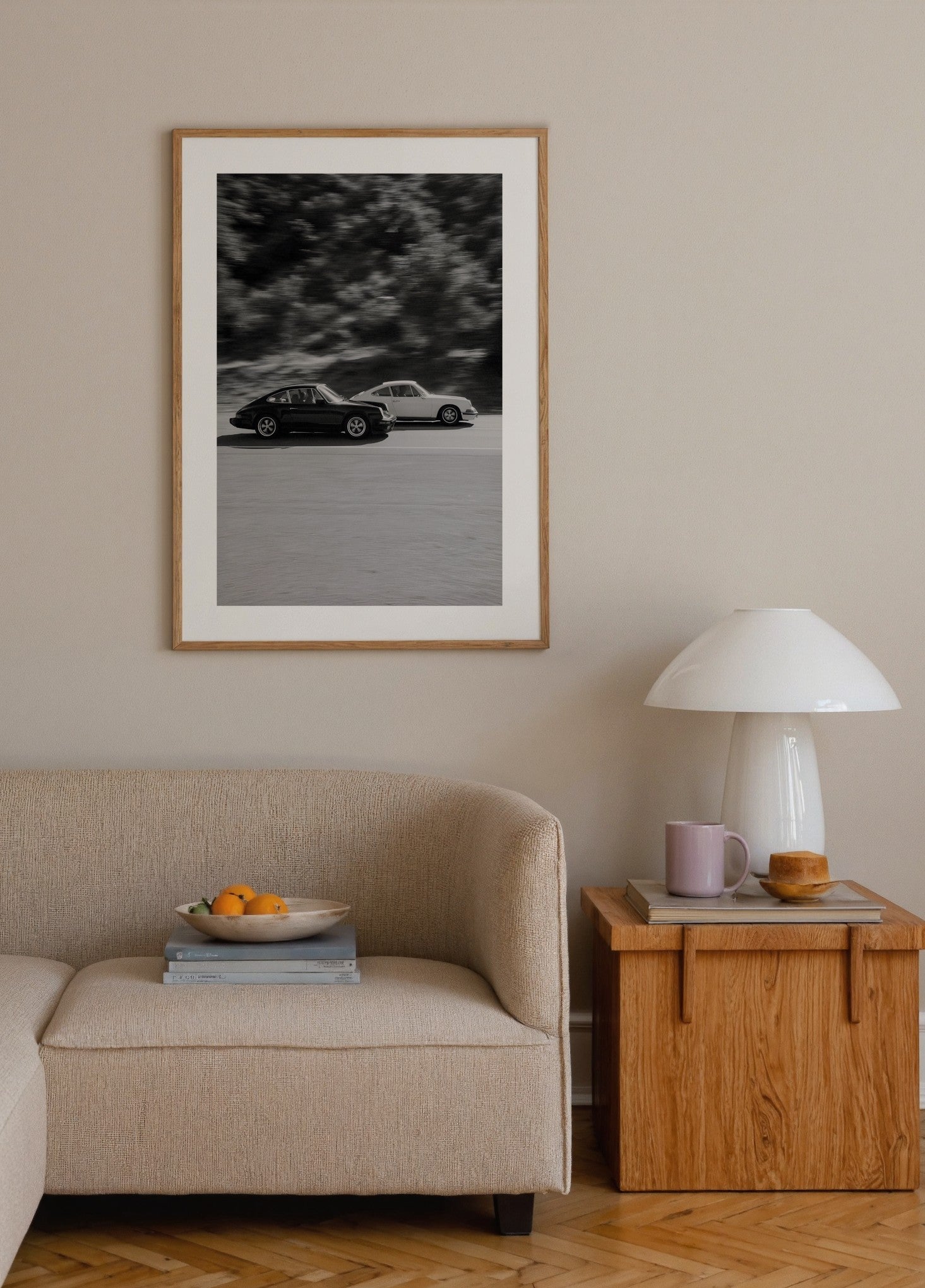 Vintage Porsche 911 poster baskı mockup 1