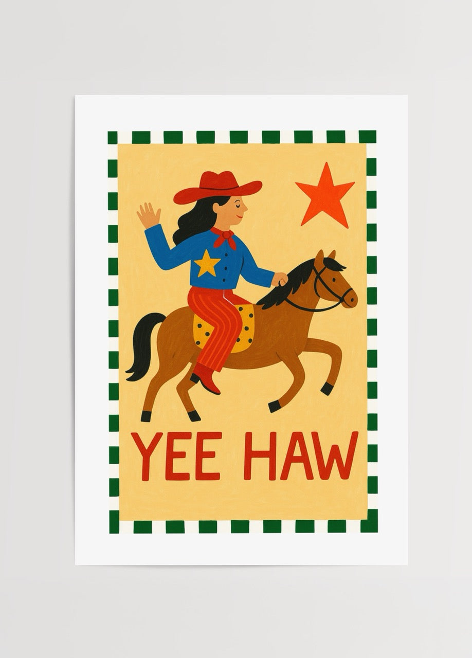At üstünde kadın kovboy illüstrasyonu – Wild Cowgirl Poster