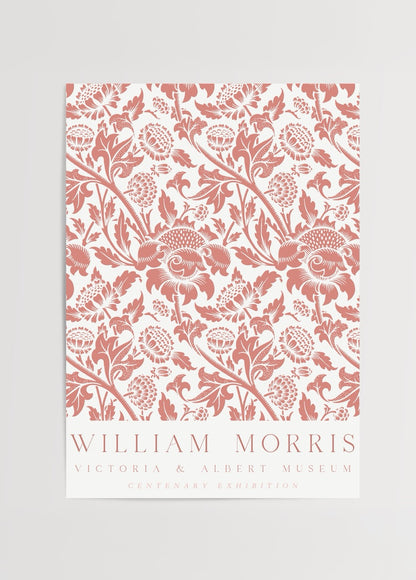 William Morris Centenary koleksiyonundan kırmızı çiçek desenli poster