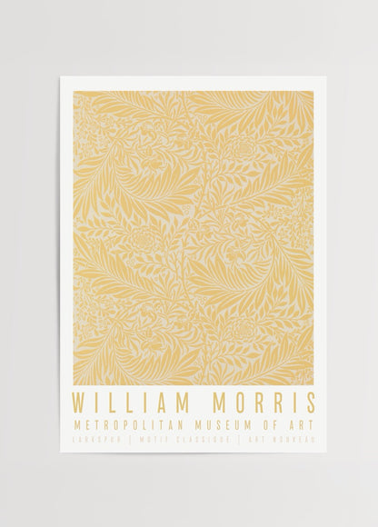 William Morris Larkspur hardal tonlarında klasik bitkisel desenli poster