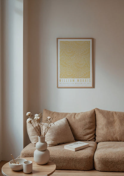 William Morris Larkspur hardal tonlarında klasik bitkisel desenli poster
