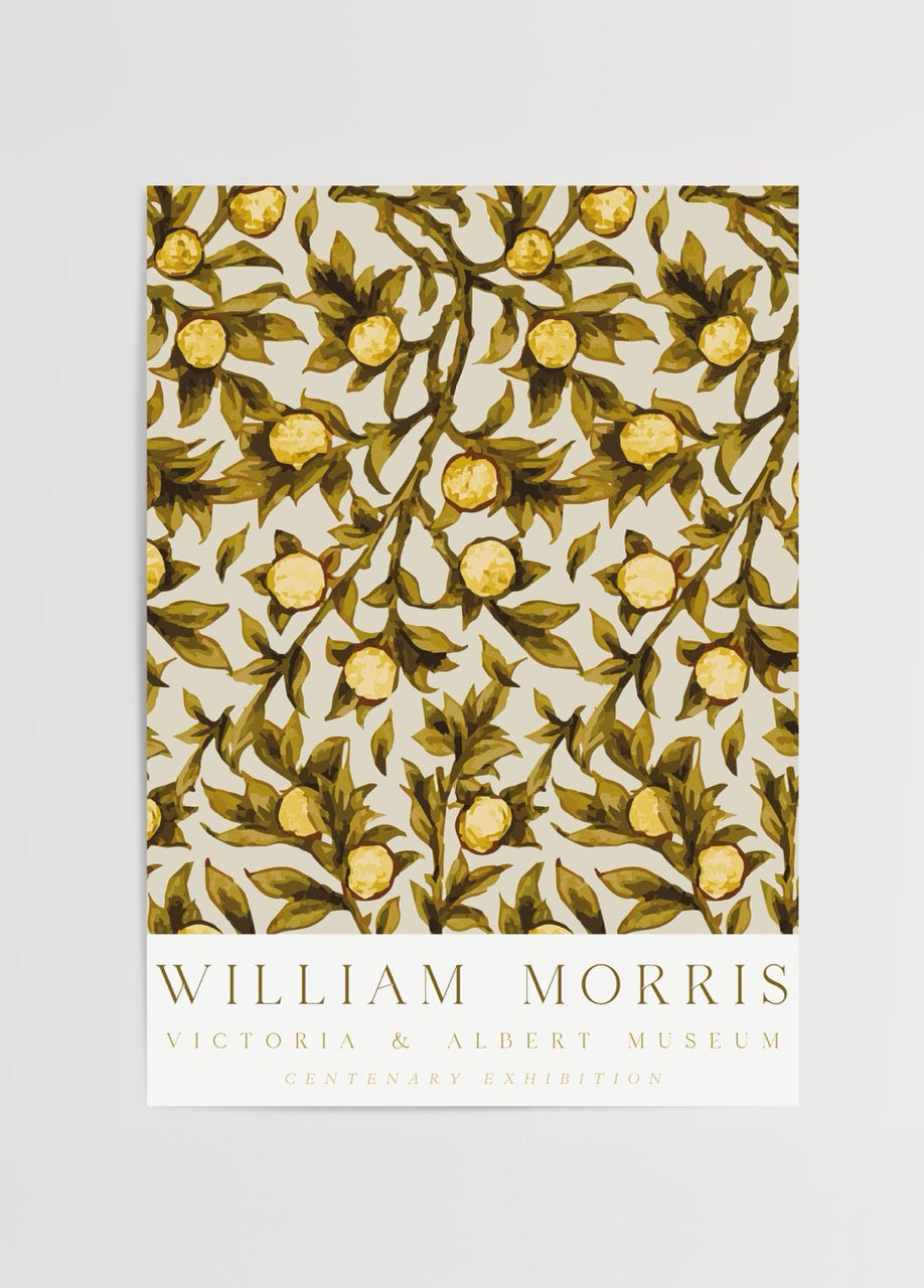 William Morris Centenary koleksiyonundan limon desenli sarı tonlu poster