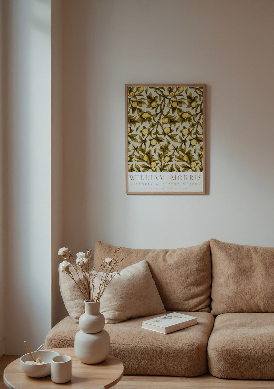 William Morris Centenary koleksiyonundan limon desenli sarı tonlu poster