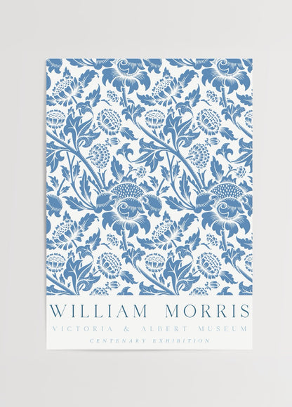 William Morris Centenary koleksiyonundan mavi çiçek desenli poster baskı
