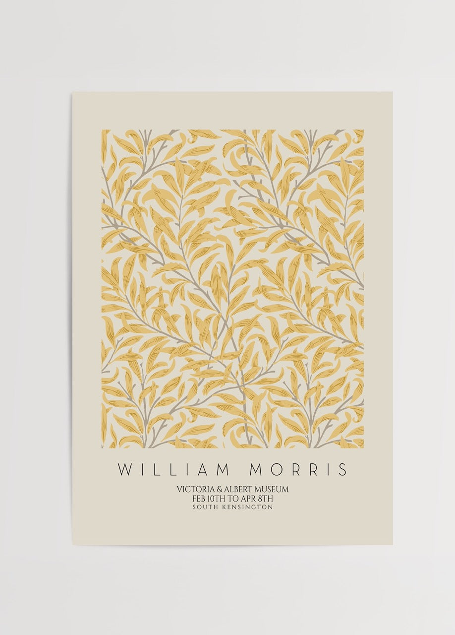 William Morris’in sarı yaprak desenli klasik tasarımından ilhamla hazırlanmış dekoratif poster baskı