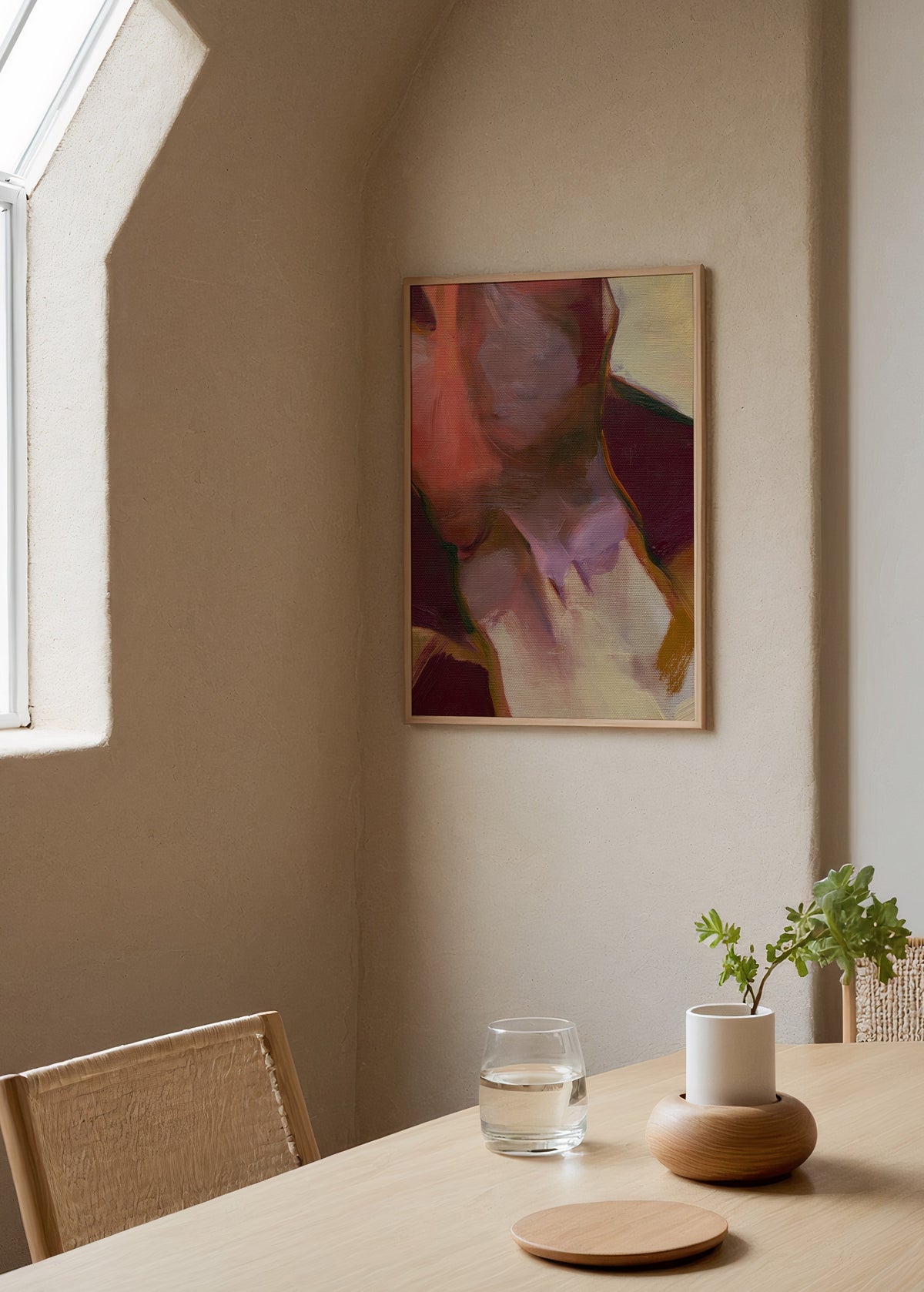 Nils van der Meer Wrist Study II bordo, gül kurusu, pembe ve krem tonlarında insan bileğinden esinlenen soyut figüratif poster