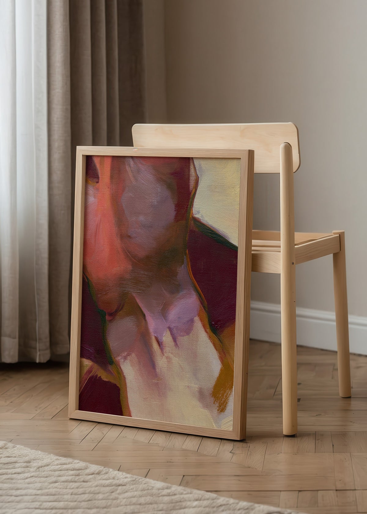 Nils van der Meer Wrist Study II bordo, gül kurusu, pembe ve krem tonlarında insan bileğinden esinlenen soyut figüratif poster