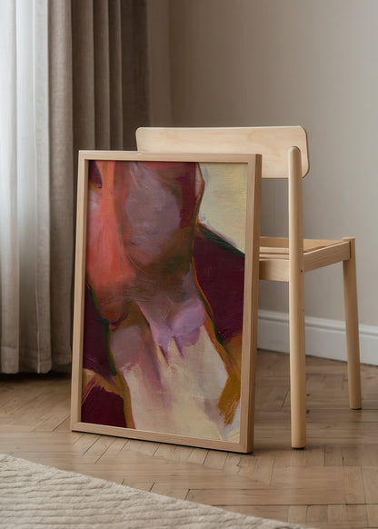 Nils van der Meer Wrist Study II bordo, gül kurusu, pembe ve krem tonlarında insan bileğinden esinlenen soyut figüratif poster
