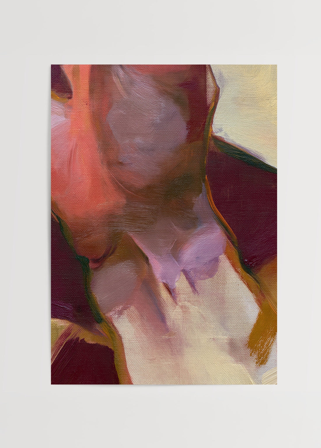 Nils van der Meer Wrist Study II bordo, gül kurusu, pembe ve krem tonlarında insan bileğinden esinlenen soyut figüratif poster