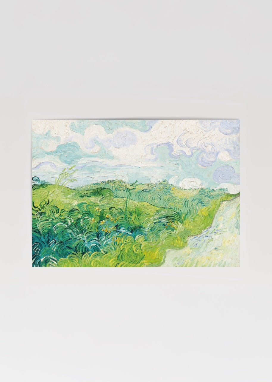 Vincent van Gogh’un yeşil buğday tarlalarını tasvir ettiği pastoral manzara poster baskısı