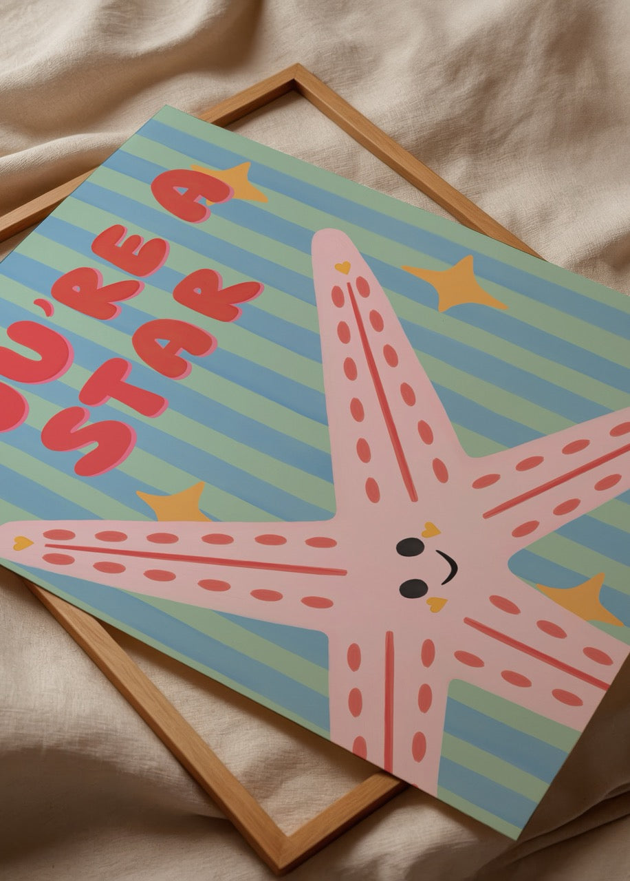 bumi club you are a star deniz yıldızı çocuk odası poster baskı