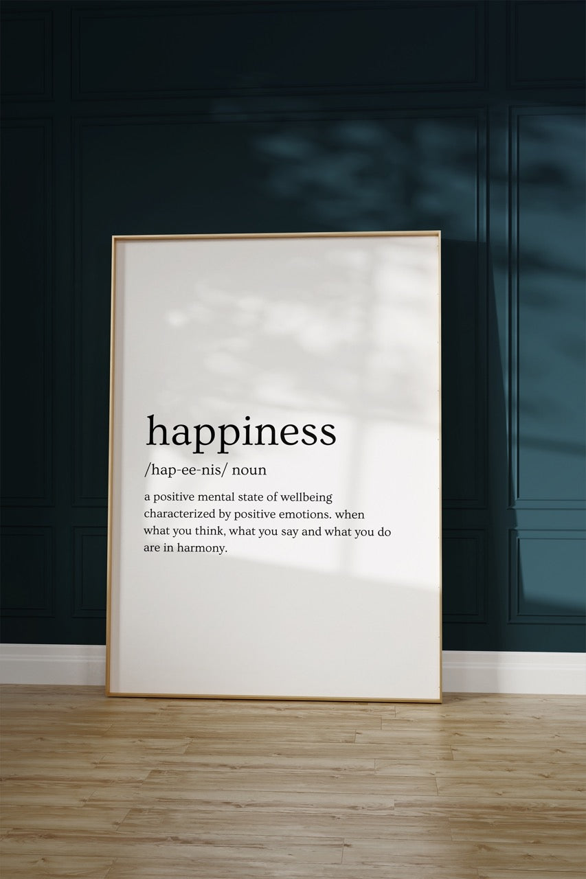 Happiness Kelime Çerçevesiz Poster