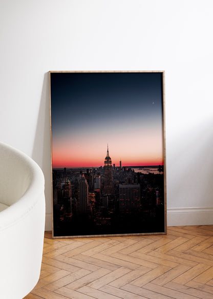 New York Sunset Photo Frameless Poster